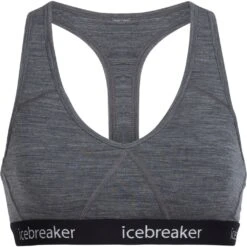 Icebreaker Sprite Racerback Bra Women - Gritstone Heather/Black