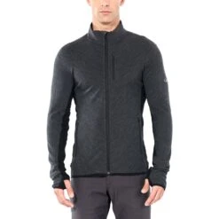 Icebreaker Descender Long Sleeve Zip Men - Jet HTHR/Black