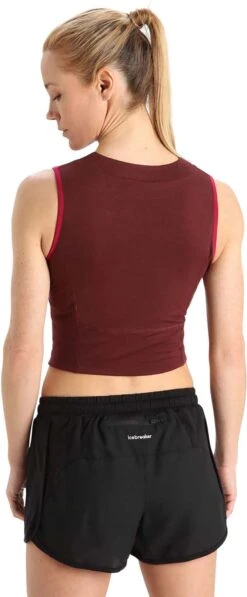 Icebreaker ZoneKnit™ Cropped Bra Tank - Women's|-|Camisole à Soutien-gorge Court De ZoneKnit™ - Femme -Icebreaker ICE 0A56FC 7E 7EBack 20Cherry 20 20Espresso