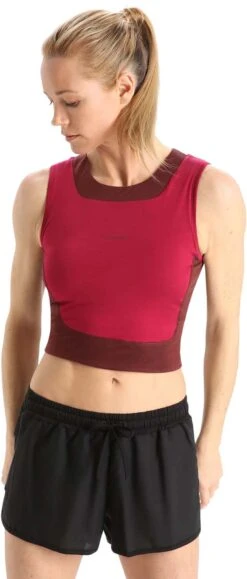 Icebreaker ZoneKnit™ Cropped Bra Tank - Women's|-|Camisole à Soutien-gorge Court De ZoneKnit™ - Femme -Icebreaker ICE 0A56FC 7E 7EFront1 20Cherry 20 20Espresso