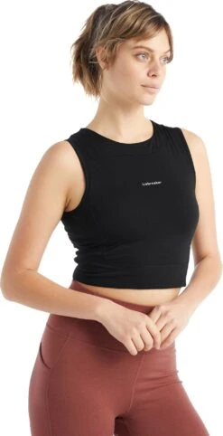 Icebreaker ZoneKnit™ Cropped Bra Tank - Women's|-|Camisole à Soutien-gorge Court De ZoneKnit™ - Femme -Icebreaker ICE 0A56FC 7E 7ESide 20Black