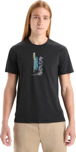 Icebreaker Central Classic Tee Short Sleeve Otter Paddle - Men's|-|T-shirt Classic Otter Paddle - Homme -Icebreaker ICE 0A56OE 7E 7EFront 20Black