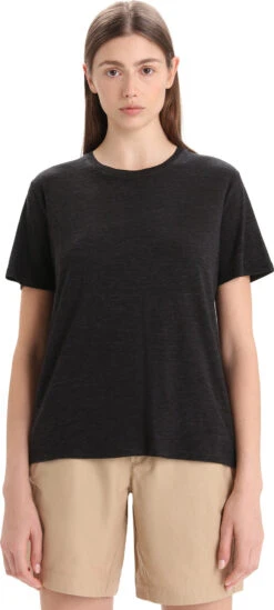 Merino Wool Short Sleeve Tee - Women's|-|icebreaker Women's Merino Linen Short Sleeve T-Shirt -Icebreaker ICE 0A56ON 7E 7EFront 20Black