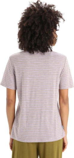 Icebreaker Merino Linen Short Sleeve Stripe Tee - Women's|-|T-shirt Rayé En Lin Mérinos - Femme 17 Icebreaker Merino Linen Short Sleeve Stripe Tee - Women's|-|T-shirt Rayé En Lin Mérinos - Femme -Icebreaker ICE 0A56OO 7E 7EBack 20Purple 20Gaze 20 20Algae