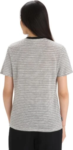 Icebreaker Merino Linen Short Sleeve Stripe Tee - Women's|-|T-shirt Rayé En Lin Mérinos - Femme 19 Icebreaker Merino Linen Short Sleeve Stripe Tee - Women's|-|T-shirt Rayé En Lin Mérinos - Femme -Icebreaker ICE 0A56OO 7E 7EBack 20Snow 20 20Black