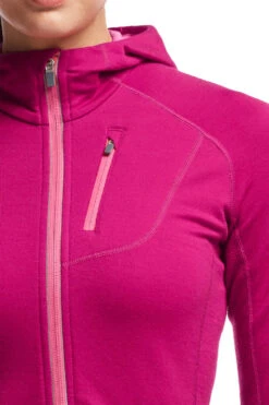 Icebreaker Quantum Long Sleeve Zip Hood - Women's|-|Chandail à Capuchon Et Glissière Quantum - Femme -Icebreaker ICE 101466 7E 7EDetail 20Raspberry 20 20Shocking 20 20Shocking