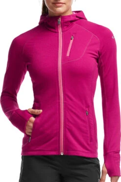 Icebreaker Quantum Long Sleeve Zip Hood - Women's|-|Chandail à Capuchon Et Glissière Quantum - Femme -Icebreaker ICE 101466 7E 7EFront 20Raspberry 20 20Shocking 20 20Shocking