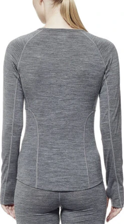 Icebreaker Zone Long Sleeve Crewe - Women's|-|Chandail à Manches Longues Zone Femme -Icebreaker ICE 102570 7E 7EModel 20Back 20Gritstone 20Heather 20 20Snow 0beb264e 43b0 4a68 bfe4 4287797b1311