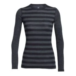 Icebreaker Sprite Long Sleeve Crewe - Women's|-|Chandail à Manches Longues Sprite - Femme -Icebreaker ICE 103328 7EBlack 20 20Jet 20Heather 20 20Stripe