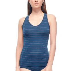 Icebreaker Sprite Tank - Women's|-|Camisole Sprite Femme -Icebreaker ICE 103656 7EPrussian 20Blue 20 20Poppy 20Red 20 20Stripe 7EDetailA