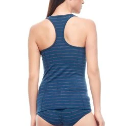 Icebreaker Sprite Tank - Women's|-|Camisole Sprite Femme -Icebreaker ICE 103656 7EPrussian 20Blue 20 20Poppy 20Red 20 20Stripe 7EDetailB 3e8fd2b7 a3c0 480f aee3 048fb62313d3