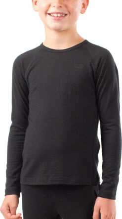 Icebreaker Oasis Long Sleeve Crewe - Kids|-|Chandail à Manches Longues Oasis - Enfant -Icebreaker ICE 103863 7EBlack 7EFrontModel ffdaf497 c32a 4cb4 919e aaf022b26972
