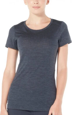 Icebreaker Sphere Short Sleeve Low Crewe - Women's|-|T-Shirt Sphere Low Crewe Femme -Icebreaker ICE 104090 7E 7EFront 20Black 20Heather