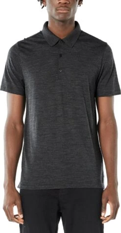 Icebreaker Tech Lite Short Sleeve Polo - Men's|-|Polo à Manches Courtes Tech Lite - Homme -Icebreaker ICE 104124 7E 7EModelF 20Jet 20Heather