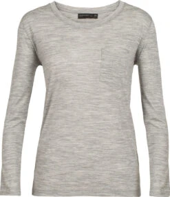 Icebreaker Tech Lite Long Sleeve Pocket Crewe - TABI Collection - Women's|-|Chandail Col Rond à Manches Longues - Femme - Collection TABI -Icebreaker ICE 104238 7EMetro 20Heather