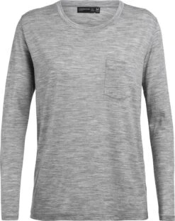 Icebreaker Tech Lite Long Sleeve Pocket Crewe - TABI Collection - Women's|-|Chandail Col Rond à Manches Longues - Femme - Collection TABI -Icebreaker ICE 104238 7EMetro 20Heather 20 20Sp20