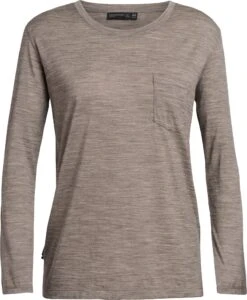 Icebreaker Tech Lite Long Sleeve Pocket Crewe - TABI Collection - Women's|-|Chandail Col Rond à Manches Longues - Femme - Collection TABI -Icebreaker ICE 104238 7ETrail 20Heather