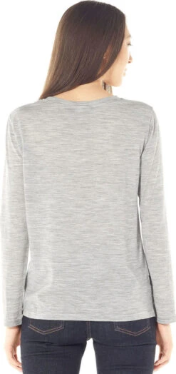 Icebreaker Tech Lite Long Sleeve Pocket Crewe - TABI Collection - Women's|-|Chandail Col Rond à Manches Longues - Femme - Collection TABI -Icebreaker ICE 104238 7E 7EModel 20Back 20Metro 20Heather