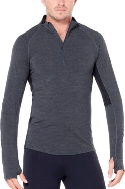 Icebreaker 200 Zone Long Sleeve Half Zip - Men's|-|Chandail à Manches Longues Et Demi-glissière 200 Zone - Homme 19 Icebreaker 200 Zone Long Sleeve Half Zip - Men's|-|Chandail à Manches Longues Et Demi-glissière 200 Zone - Homme -Icebreaker ICE 104356 7E 7EFront 20Jet 20Heather 20 20Black