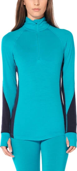 Icebreaker 260 Zone Long Sleeve Half Zip - Women's|-|Chandail à Manches Longues Et Demi-glissière 260 Zone - Femme -Icebreaker ICE 104394 7E 7EFront 20Arctic 20Teal 20 20Midnight 20Navy