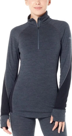 Icebreaker 260 Zone Long Sleeve Half Zip - Women's|-|Chandail à Manches Longues Et Demi-glissière 260 Zone - Femme -Icebreaker ICE 104394 7E 7EFront 20Jet 20Heather 20 20Black 20 20Snow