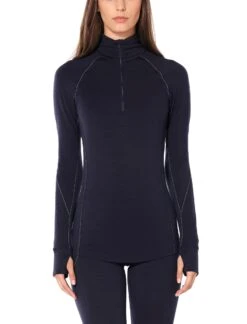 Icebreaker 260 Zone Long Sleeve Half Zip - Women's|-|Chandail à Manches Longues Et Demi-glissière 260 Zone - Femme -Icebreaker ICE 104394 7E 7EFront 20Midnight 20Navy