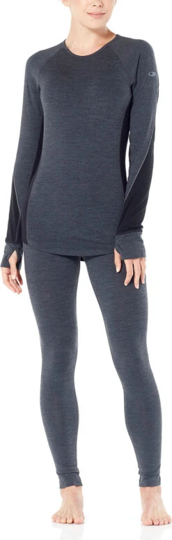 Icebreaker 260 Zone Long Sleeve Crewe - Women's|-|Chandail à Manches Longues 260 Zone - Femme -Icebreaker ICE 104477 7E 7EModel 20Jet 20Heather 20 20Black 20 20Snow