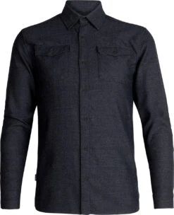 Icebreaker Lodge Long Sleeve Flannel Shirt - Men's|-|Chemise à Manches Longues Lodge Flannel - Homme -Icebreaker ICE 104478 7EBlack 20 20Gritstone 20Heather 20 20Twill