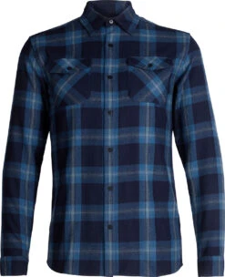 Icebreaker Lodge Long Sleeve Flannel Shirt - Men's|-|Chemise à Manches Longues Lodge Flannel - Homme -Icebreaker ICE 104478 7EMidnight 20Navy 20 20Prussian 20Blue 20 20Plaid