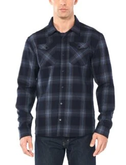 Icebreaker Lodge Long Sleeve Flannel Shirt - Men's|-|Chemise à Manches Longues Lodge Flannel - Homme -Icebreaker ICE 104478 7E 7EFront 20Midnight 20Navy