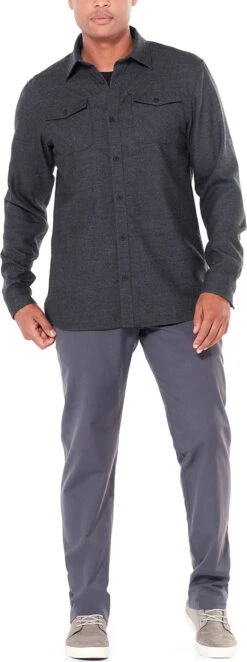 Icebreaker Lodge Long Sleeve Flannel Shirt - Men's|-|Chemise à Manches Longues Lodge Flannel - Homme -Icebreaker ICE 104478 7E 7EModel 20Black 20 20Gritstone 20Heather 20 20Twill