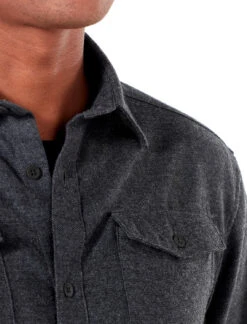 Icebreaker Lodge Long Sleeve Flannel Shirt - Men's|-|Chemise à Manches Longues Lodge Flannel - Homme -Icebreaker ICE 104478 7E 7EShoulder 20Black 20 20Gritstone 20Heather 20 20Twill 4937729a eae0 4c4b b9cb cae7f8d1e439