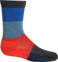 Icebreaker Hike Light Crew Macro Stripe - Kids|-|Chaussettes Hike Light Crew Macro Stripe - Enfant -Icebreaker ICE 104885 7EJet 20Heather 20 20Chili 20Red