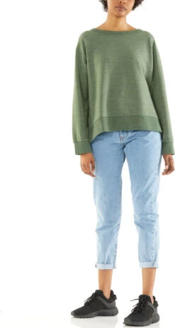 Icebreaker Real Fleece LS Crewe - Women's|-|Haut Molletonné à Manches Longues Et Col Rond Real - Femme -Icebreaker ICE 104931 7E 7Ef 20Olive 20Heather