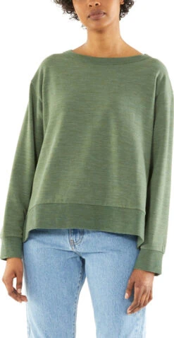 Icebreaker Real Fleece LS Crewe - Women's|-|Haut Molletonné à Manches Longues Et Col Rond Real - Femme -Icebreaker ICE 104931 7E 7Efrnt 20Olive 20Heather