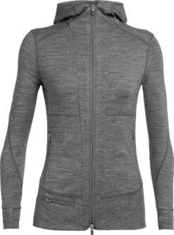 Icebreaker Quantum II Long Sleeve Zip Hood - Women's|-|Chandail à Manches Longues Et Capuchon Quantum II Zip - Femme -Icebreaker ICE 105041 7EGritstone 20Heather