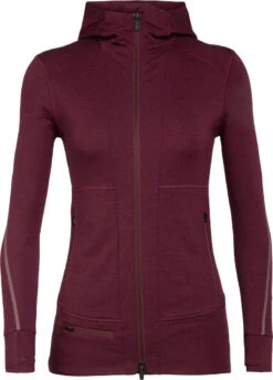 Icebreaker Quantum II Long Sleeve Zip Hood - Women's|-|Chandail à Manches Longues Et Capuchon Quantum II Zip - Femme -Icebreaker ICE 105041 7ERedwood