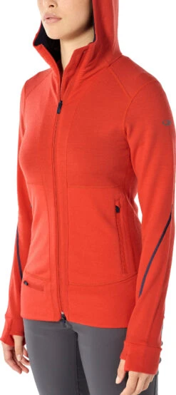 Icebreaker Quantum II Long Sleeve Zip Hood - Women's|-|Chandail à Manches Longues Et Capuchon Quantum II Zip - Femme -Icebreaker ICE 105041 7E 7EHood 20Fire