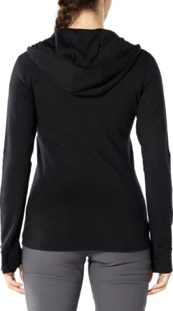Icebreaker Quantum II Long Sleeve Zip Hood - Women's|-|Chandail à Manches Longues Et Capuchon Quantum II Zip - Femme -Icebreaker ICE 105041 7E 7EModelB 20Black