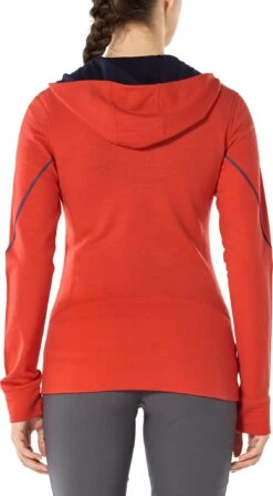 Icebreaker Quantum II Long Sleeve Zip Hood - Women's|-|Chandail à Manches Longues Et Capuchon Quantum II Zip - Femme -Icebreaker ICE 105041 7E 7EModelB 20Fire