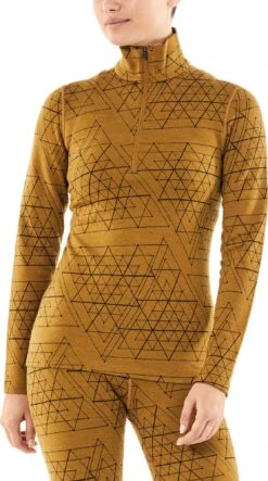 Icebreaker 250 Vertex Ice Structure Long Sleeve Half Zip Base Layer Pullover - Women's |-|Couche De Base à Manches Longues Demi-Zip 250 Vertex Ice Structure Pullover - Femme -Icebreaker ICE 105212 7E 7EFront 20Curry