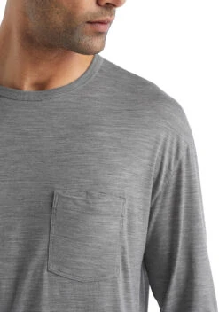 Icebreaker Granary Long Sleeve Pocket Tee - Men's|-|T-shirt à Poche Et Manches Longues Granary - Homme -Icebreaker ICE IB0A56CH 7E 7EDetail 20Metro 20Heather