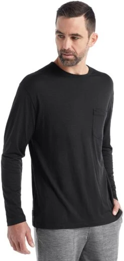 Icebreaker Granary Long Sleeve Pocket Tee - Men's|-|T-shirt à Poche Et Manches Longues Granary - Homme -Icebreaker ICE IB0A56CH 7E 7EFront1 20Black