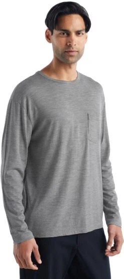 Icebreaker Granary Long Sleeve Pocket Tee - Men's|-|T-shirt à Poche Et Manches Longues Granary - Homme -Icebreaker ICE IB0A56CH 7E 7ESide 20Metro 20Heather