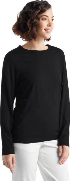 Icebreaker Granary Merino Long Sleeve T-Shirt - Women's|-|T-shirt à Manches Longues En Laine Mérinos Granary - Femme -Icebreaker ICE IB0A56D4 7E 7EFront 20Black bb26c46b d993 4bc1 811b 6a3e4c650969