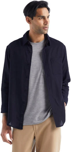 Icebreaker Steveston Long Sleeve Shirt - Men's|-|Chemise à Manches Longues Steveston - Homme -Icebreaker ICE IB0A56EF 7E 7EFront1 20Midnight 20Navy