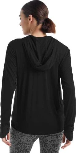 Icebreaker Cool-Lite LS Hoodie - Women's|-|Chandail à Capuchon à Manches Longues Cool-Lite - Femme -Icebreaker ICE IB0A56EX 7E 7EBack 20Black