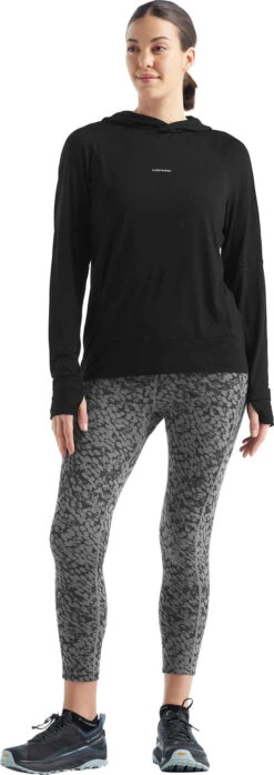 Icebreaker Cool-Lite LS Hoodie - Women's|-|Chandail à Capuchon à Manches Longues Cool-Lite - Femme -Icebreaker ICE IB0A56EX 7E 7EFront1 20Black