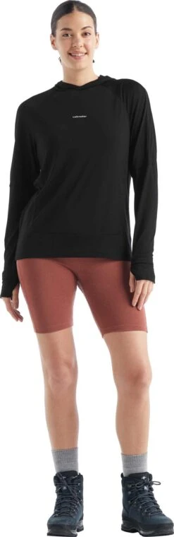 Icebreaker Cool-Lite LS Hoodie - Women's|-|Chandail à Capuchon à Manches Longues Cool-Lite - Femme -Icebreaker ICE IB0A56EX 7E 7EFront2 20Black