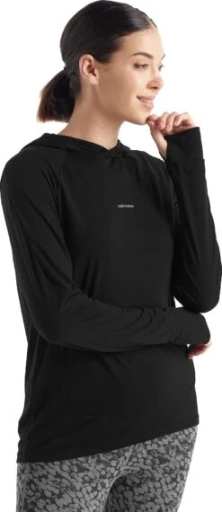 Icebreaker Cool-Lite LS Hoodie - Women's|-|Chandail à Capuchon à Manches Longues Cool-Lite - Femme -Icebreaker ICE IB0A56EX 7E 7EFront 20Black